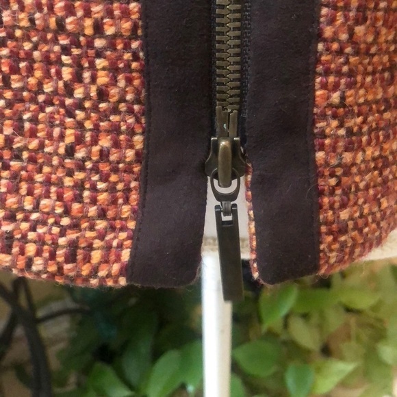 The Limited Cinnamon Wool Tweed Blend Jacket Faux Suede Trim & Mandarin Collar M - Picture 11 of 14